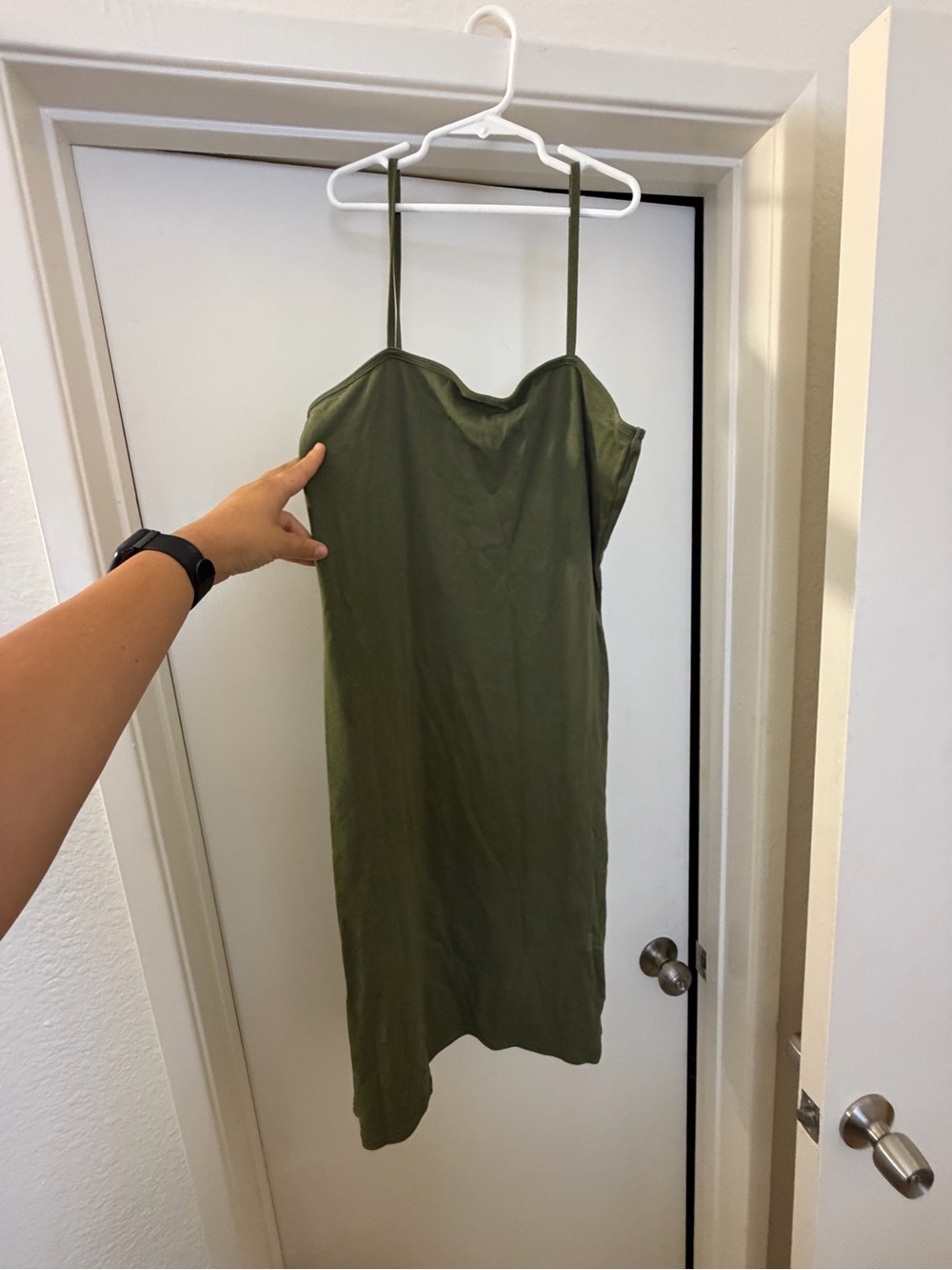 Topshop Olive Green Spaghetti Strap Slip Dress